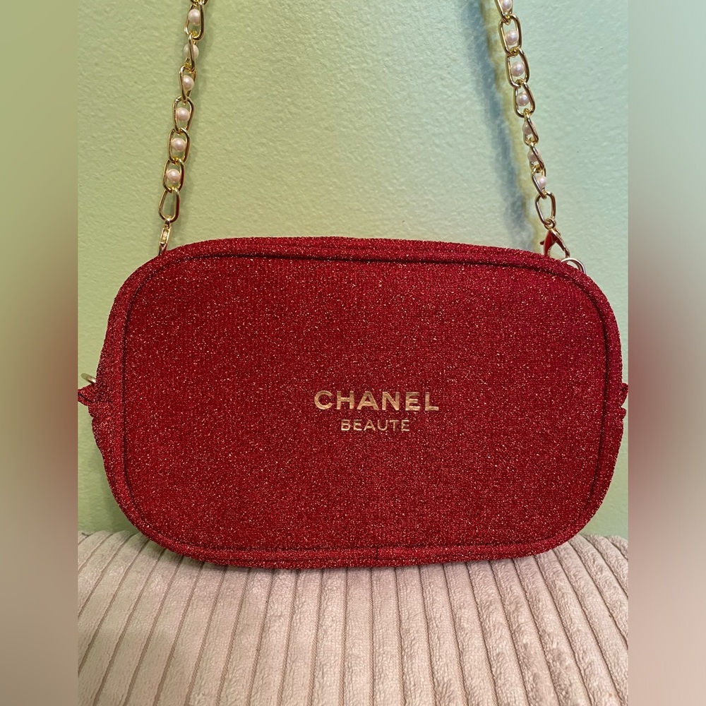 Authentic Chanel Makeup Bag repurposed into cute purse